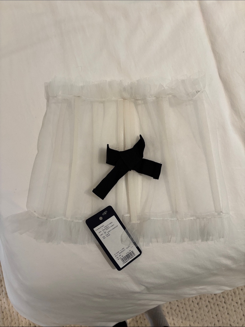 Giambattista Valli Bridal White Tulle waist corset with Black Bow